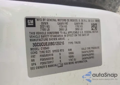 2011 Chevrolet Silverado 1500 Hybrid 1Hy from USA, damaged, VIN 3GCUCUEJ8BG129216